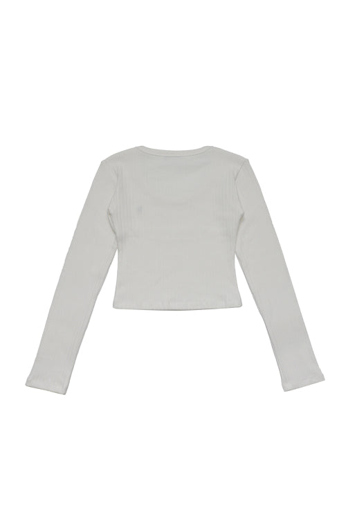 Wood Rib Long Sleeve White