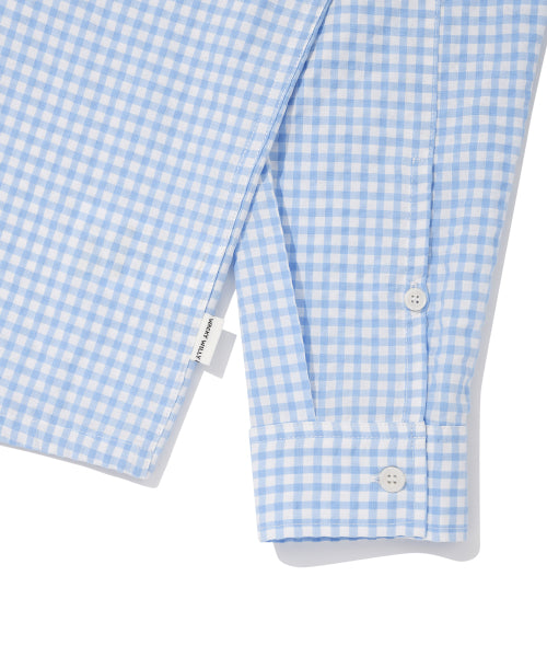 Please check women's hooded button shirt sky blue