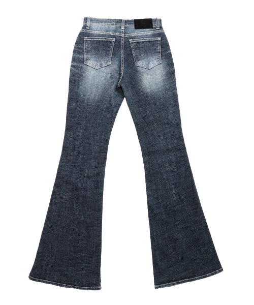Cat-washed denim pants deep blue