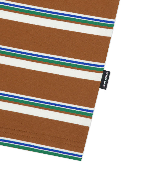 Multi-strip short-sleeved T-shirt brown