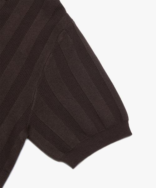 MESH KNIT POLO SHIRT brown