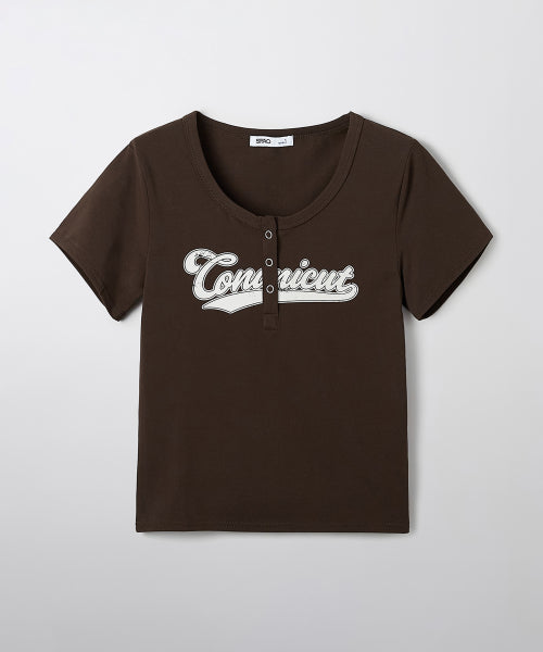 (CONANICUT) Henley neck cropped short-sleeved T-shirt_SRPF37G51