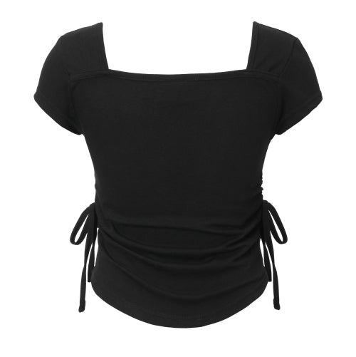 Ribbon Shirring T-shirt (black)