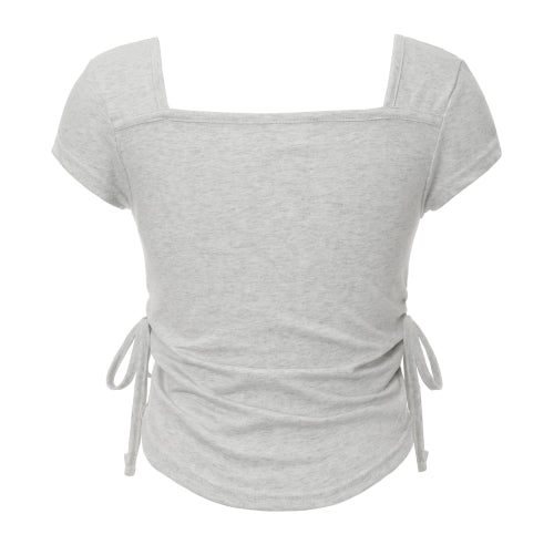 Ribbon Shirring T-shirt (melange)
