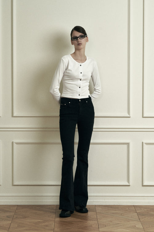 plain basic denim pants black