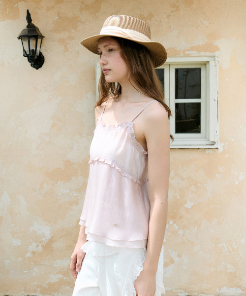 FRILL FLARE SLEEVELESS PINK