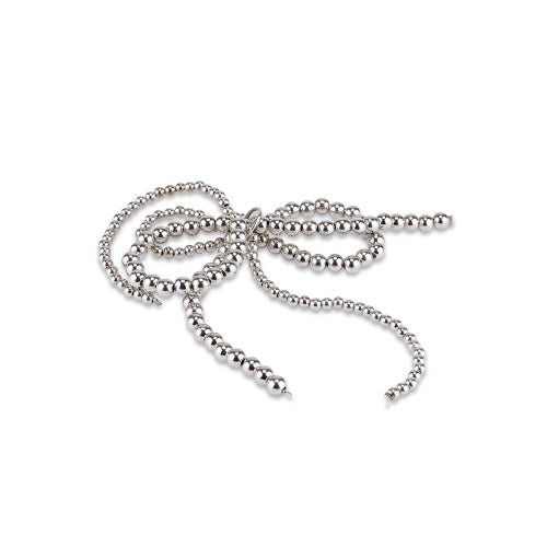 Beads Double Ribbon Shoes Silver FLOTFA3A09