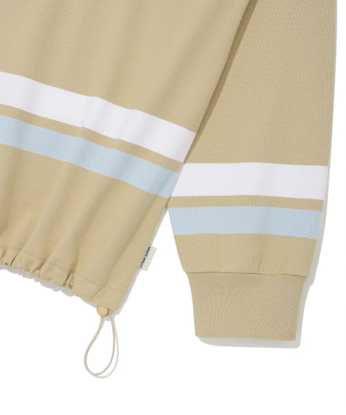 Women's Stripe Collar Long-Sleeved Beige