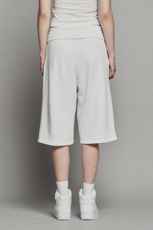 PLAIN PIGMENT FOLD BERMUDA SHORTS WHITE