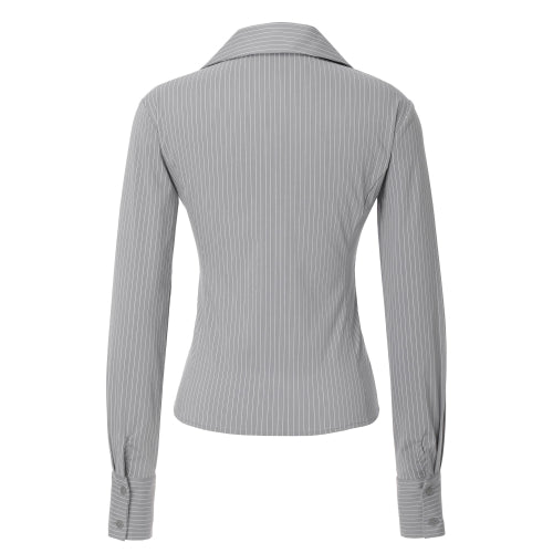 Stripe Zip-up Shirts (gray)