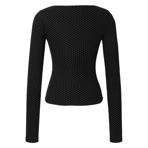 Dot U-neck T-shirt (black)