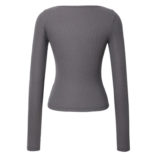 Dot U-neck T-shirt (gray)