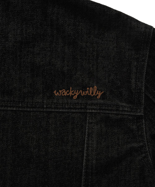 Women's Velvet Denim Tracker Jacket Black