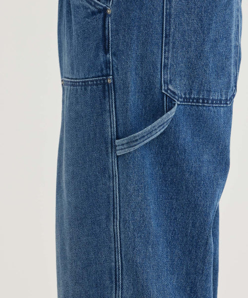 WIDE CARPENTER DOUBLE KNEE DENIM PANTS