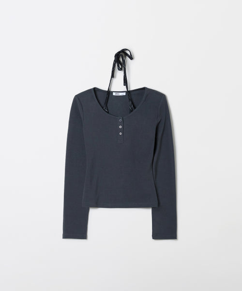 Checkered Layered Long Sleeve T-shirt_SPLWF49G55