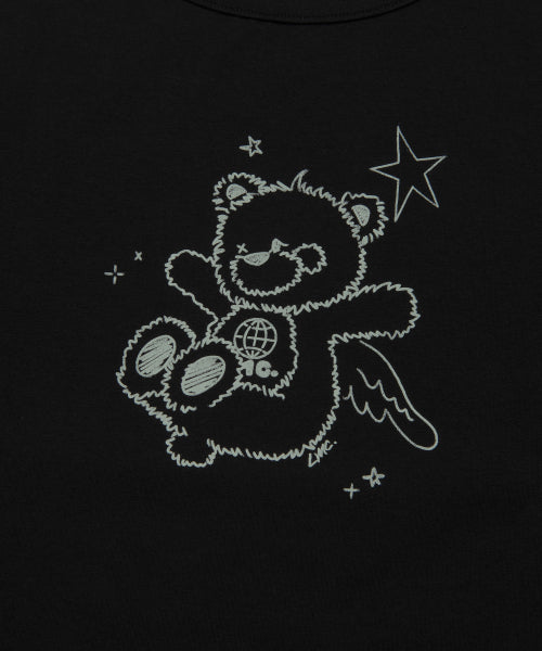 WM DOODLE BEAR LONG SLV TEE black