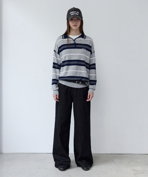 DAMAGE WIDE DENIM PANTS BLACK