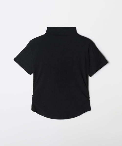 Mock neck shirring short-sleeved T-shirt_SPRWF49G01