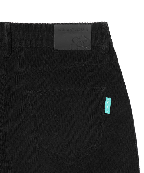 Women's corduroy semi-wide pants black