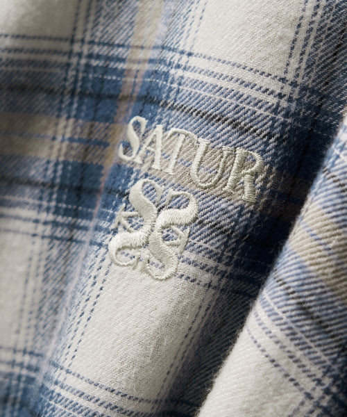(W) Classic Flannel Check Shirt Blue
