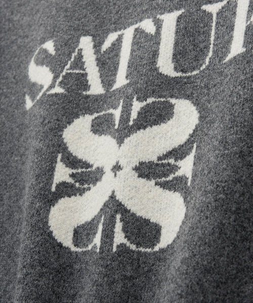 Basic Logo Jacquard Crew Neck Knit Charcoal