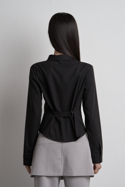 DIAGONAL UNBALANCED SHIRT BLACK