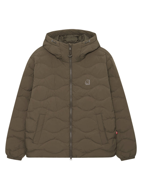 Wave Crystal Down Light Hoodie Jumper - U_OLIVE KHAKI