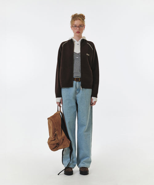 MAREN KNIT ZIP-UP (BROWN)