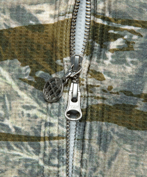 OVAL GLOBE WAFFLE ZIP-UP HOODIE multi