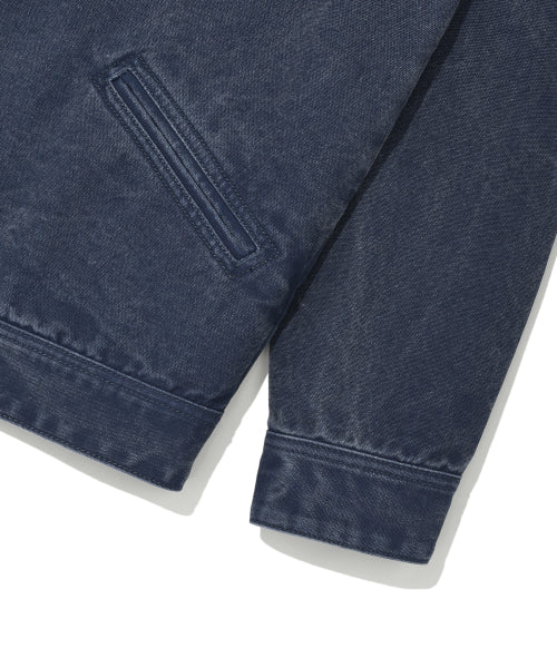 collar coloring work jacket blue