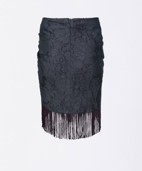 Fringe Tie Skirt Charcoal/Purple