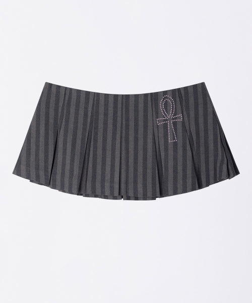 Micro Stripe Wrap Skirt Navy