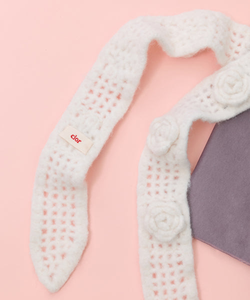 HANDMADE FLOWER CROCHET SCARF - 3 colors