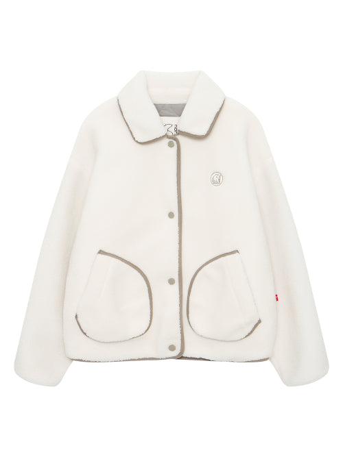 Huguenot Nordic Pattern Fleece Jacket - W_Off White
