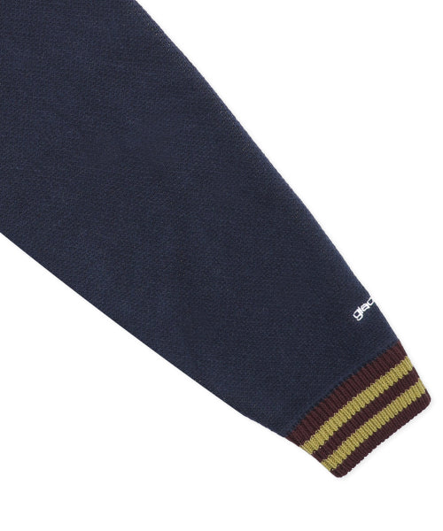 GNT072 Stripe Lip Pharaoh Knit Zip Up (NAVY)