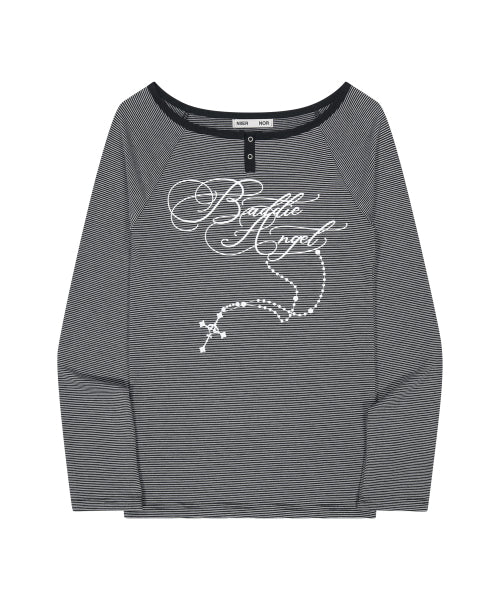 ROSARY STRIPE L/S TEE_BLACK