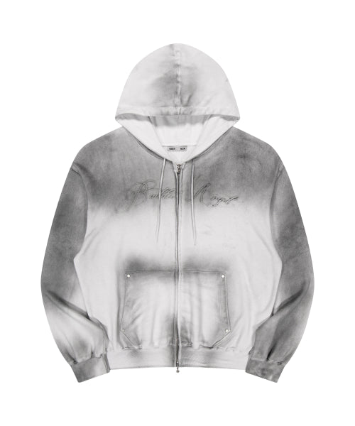 DIRTY WASHING HOOD ZIP-UP_WHITE