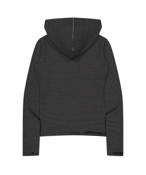 CROSS STRIPE HENLEY HOODIE_BLACK