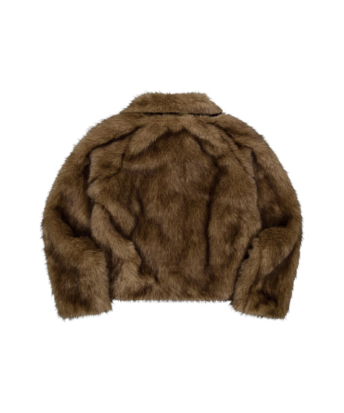 METAL TOGGLE FUR JACKET_BROWN