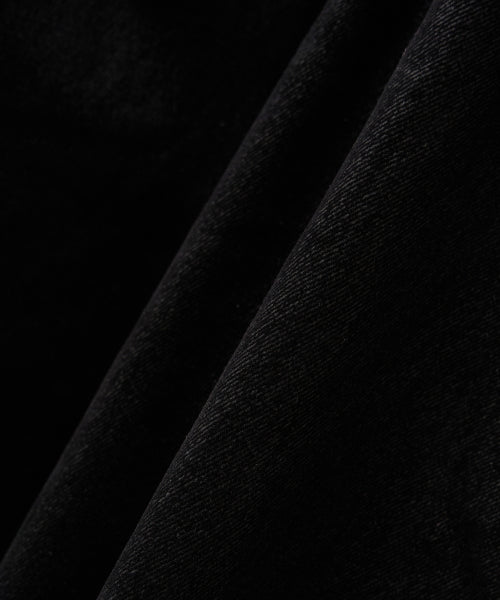 Velvet Denim Padded Hood Zip-up Black