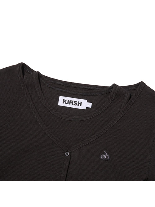 RIBBED SLEEVELESS CARDIGAN SET(BLACK)