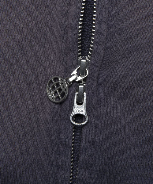 GOTHIC WASHED ZIP-UP HOODIE vintage blue
