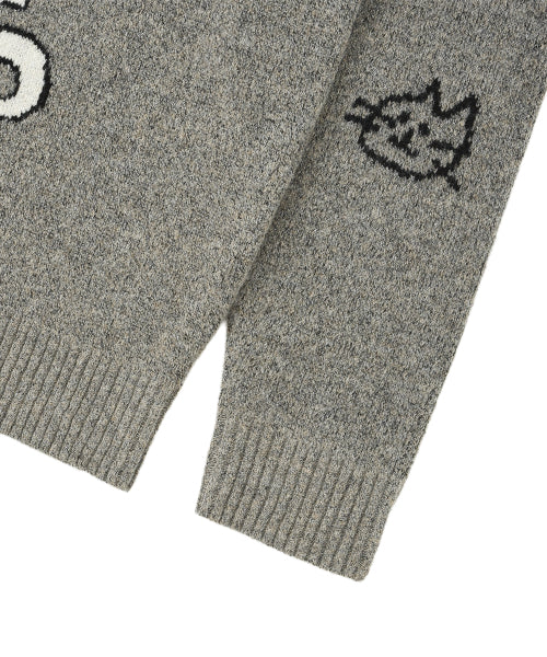 Lettering Jacquard Pullover Knitwear GREY