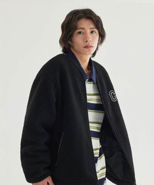 COLLARLESS SHERPA JACKET