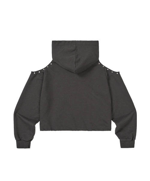 129 Cutout Overfit Hoodie Charcoal