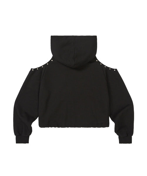 129 Cutout Oversized Fit Hoodie Black