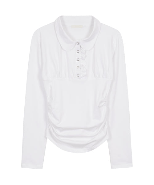 Collar neck shirring top white