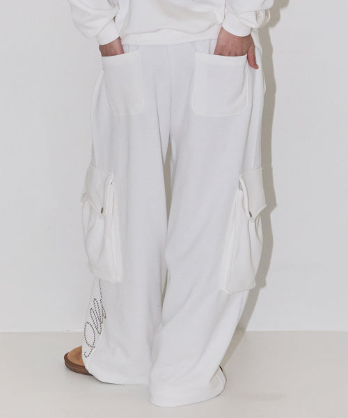 Studded cargo sweatpants white