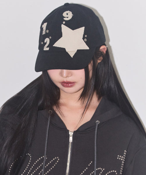129 Star Patch Ball Cap Black