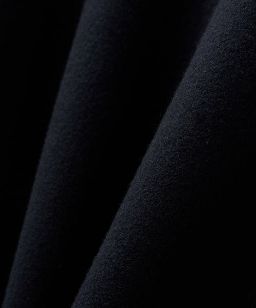 (W) Hood Wool Blend Duffle Half Coat Navy